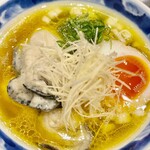 酒亭 田中 - 締めは牡蠣そば　メニューにはありませんでしたが田中さんのご好意で作ってもらいました