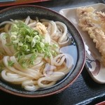 丸池製麺所 - かけうどん大 げそ天