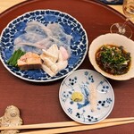 日本料理 久丹 - てっさ、生白子、身、あん肝