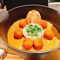 銀座 大石 - 毛ガニご飯
                    身、クリームコロッケも一緒に混ぜる
                    お出汁のスープ