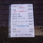 沼田商店 麺組 - 整理券裏のメニュー