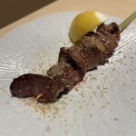 焼き鳥・日本酒ダイニング SAKi - 肝　塩胡麻油
