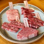 焼肉すどう - 2024.2 塩焼き盛り合わせ（タン、ツラミ、イチボ、シャトーブリアン、サガリ）