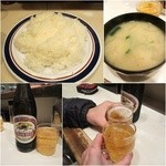 レストラン ポパイ - ハンバーグとアジフライセットのご飯とお味噌汁/瓶ビール￥500