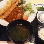 居酒屋清龍 - ハンバーグエビフライ定食(2009年9月）