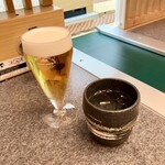 Sushi Kamon - 平日ランチビール330円、平日ランチ焼酎ロック330円