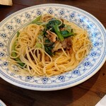 Lode - 豚バラ肉と小松菜のスパゲッティ　８８０円