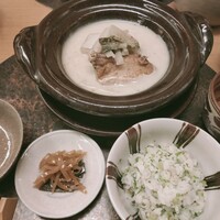 日本料理 蘭 - 粕汁風鍋 具材はぶり大根 ご飯は高菜とシラスでした。