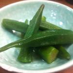 大統領 - 普通のオクラに見えて、実はワサビ漬け。珍味！