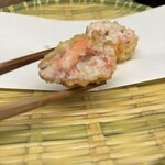 天ぷら はせ川 - ほぐされた蟹の天ぷらです