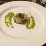 トラットリア・アルベロ - 煮アワビとホタテのタルターラ　キャビア添え　粒マスタードソース