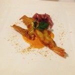 トラットリア・アルベロ - 天使の海老のコトレッタ　フルーツトマトと青唐辛子ソース