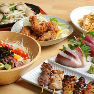 Daily menu with a wide variety of fresh fish sashimi and skewers