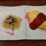 Pomu No Ki - オムパスタ（定番オムライス ＋ 明太子クリームパスタ）¥1,573/税込