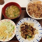 すき家 - コクみそ野菜牛丼＋とん汁サラダ