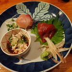 鶴千 - 刺身盛り合わせ　３点￥1,100