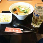 赤坂 天府 モザイクモール港北店 - 海鮮タンメンと半チャーハンセット+ハイボウル