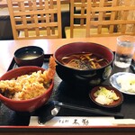 不動そば - Aセット(温うどん)と小天丼　2023/9/27