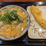 丸亀製麺 - 牡蠣たまあんかけとイカ天