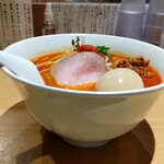 Raxamenhayashida - 辛味噌らぁ麺 950円、大盛り不可、味玉 無料クーポン(通常100円)