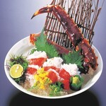 Marbled king crab sashimi