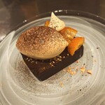 Rich chocolate terrine with cinnamon Gelato