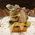 鮨あんりえるるかん - ランチのコース「色」の前菜（朴葉焼き）