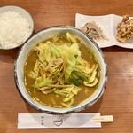 麺屋 豊 - カレーちゃんぽん + 平日限定ランチセット（小ライス+唐揚げ1個）