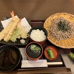 そじ坊 - 大海老天ざるそば　ご飯追加