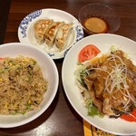 Bamiyan - 油淋鶏(餃子・半チャーハン セット)！
