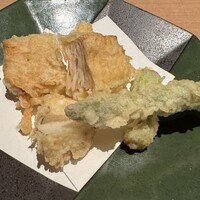 天ぷら 旬和食 あきら - 天ぷら　アスパラ、エノキ、長芋