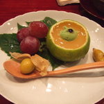 草喰 なかひがし - デザート　シャーベット　ホウズキトマト　マタタび　ブドウ