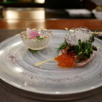 銀座 鉄板焼き Sublime - ハマチとイクラのカルパッチョ