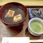 蕎麦戯 さか本 - お汁粉、抹茶と塩昆布付き