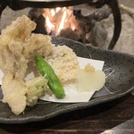 湯元　すぎ嶋 - 岩魚と舞茸の揚げ物　気持ちがアゲアゲになるうまさです！