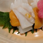 博多 鮨 まつもと - 包丁引いて湯引きする花咲く技巧