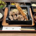 Oshokujidokoro Kyouya - 牛サイコロエビフライ100ｇ（少量のお肉と揚げ物のコラボ）