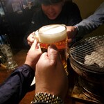 ホルモンさわ - 生ビールで(^_^)／□☆□＼(^_^)乾杯
