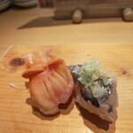 Oogi sushi - 赤貝、鯵