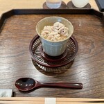 御料理 ふじ田 - 先付：タチ、ゆりね卵じめ、花咲蟹餡