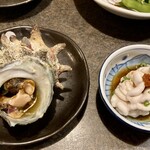 まるや - サザエの壺焼きと白子ポン酢