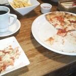 窯右衛門 - ペスカトーレ、山盛りフライドポテト、ブレンド珈琲。