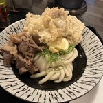 讃岐うどん 白庵 - とり天ぶっかけ少なめ+肉トッピング