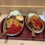 ゴーゴーカレー 溝の口ノクティプラザパーク店 - ロコモコカレー大盛とチキンカツカレー小盛