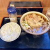 そばよし - かき揚げそば550円、半ライス粉かつお付150円