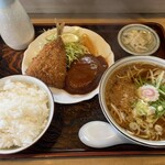 盛籠庵 - アジフライ&ハンバーグ定食