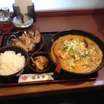 福来亭日本橋 - ニンニクピリ辛ラーメン680円&麺セット250円