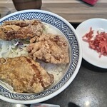 吉野家 - 唐揚げ丼と紅ショウガ