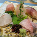 Ichigohitoshina Motoyama - 鯖の握り、かんぱち、のどぐろ、ミナミ鮪のお造り