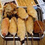 串かつ でんがな - 肉5本セット￥600＋まいたけ￥120＋きす￥120＋帆立￥120